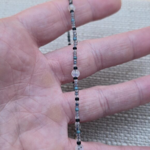 9.5 Inch Sterling Silver Handmade Beaded Moonstone Ankle Bracelet B612 - Picture 2 of 5